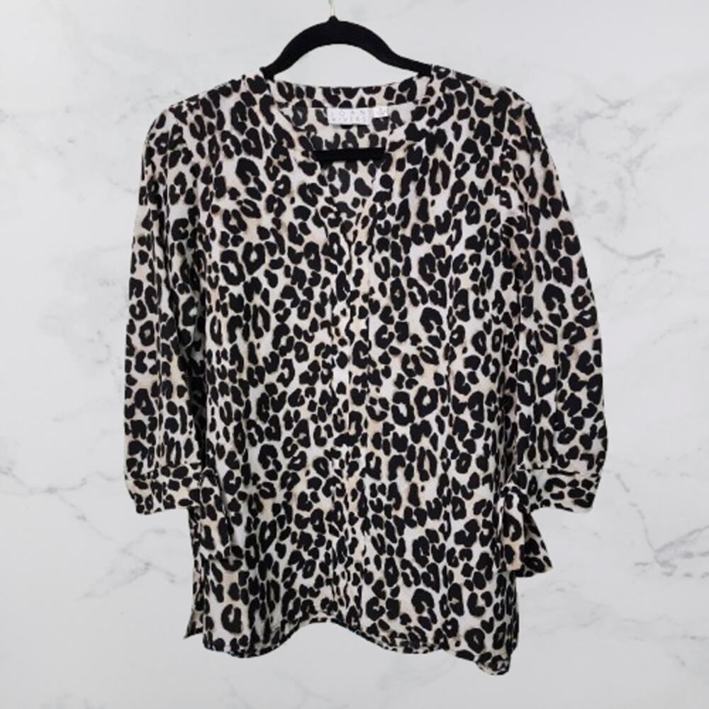 Joan Rivers Pullover Blouse Leopard Print Size 8